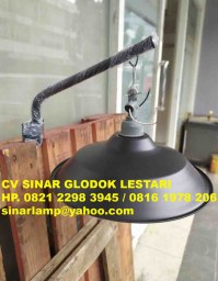 Kap Lampu Gantung WD Hitam + Tiang Tempel Tembok Dinding